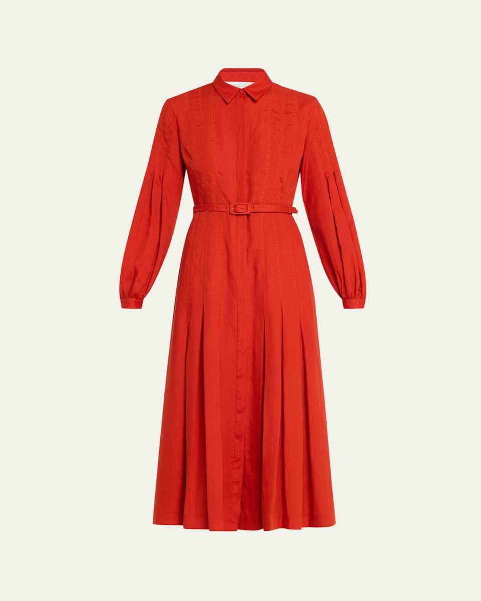 Aleka Long-Sleeve Linen Shirtdress